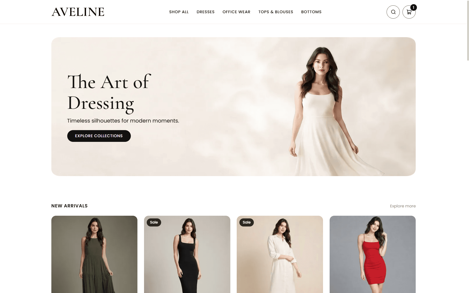 A CounterDesk online store for a fashion brand, on a computer